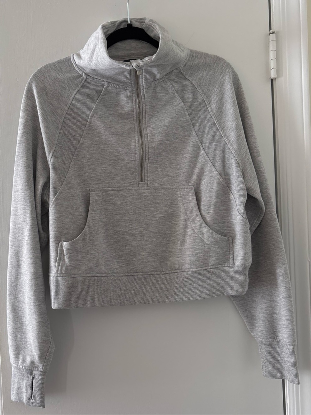 Women's Light Gray Half-Zip Pullover Sweatsuit